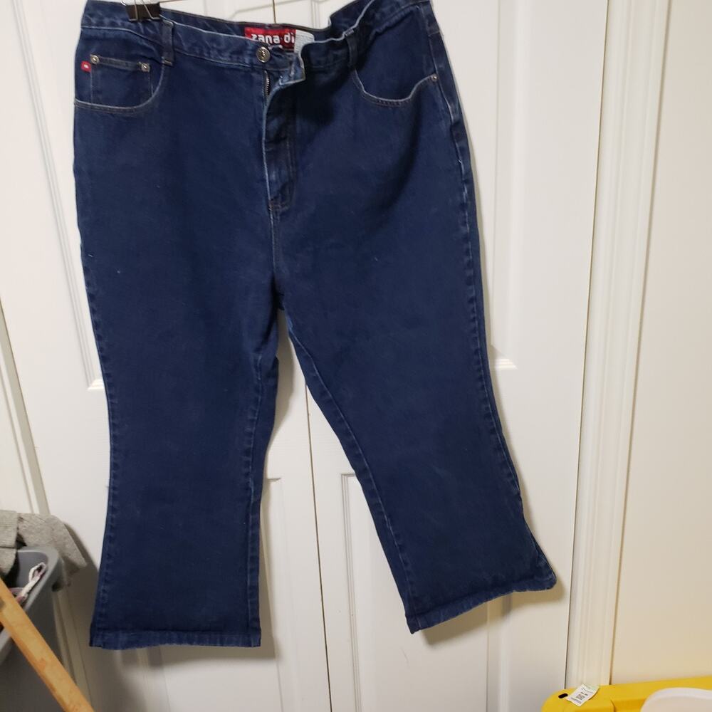 Zana Di Jeans Womens Size 22 Dark Blue Denim 100% Cotton Flare leg 5 Pocket